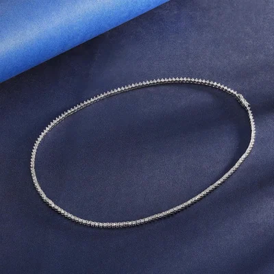 2mm Tennis Necklace by Gemsme, White Gold