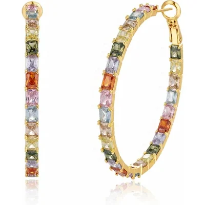 Inside-Out Baguette Hoops by Gemsme, Gold