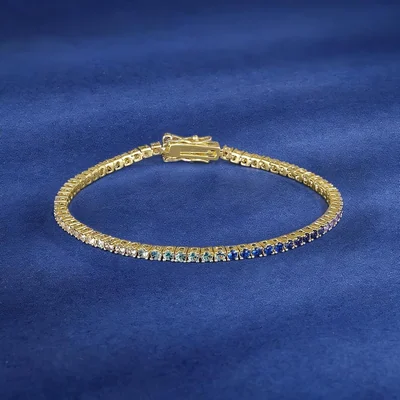Dainty Rainbow Tennis Bracelet by Gemsme, 18K Yellow Gold · 4-Prong Round · 2.0mm