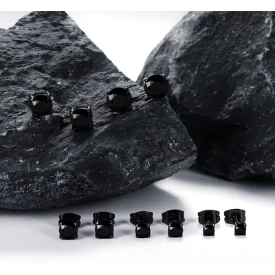 Colored Crystal Stud Set by Gemsme, Princess Cut · Black