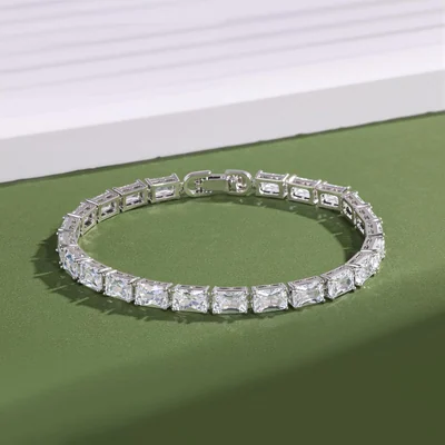 4x6mm Halo Square Tennis Bracelet by Gemsme
