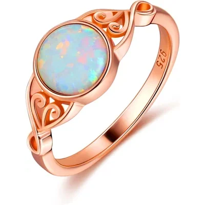 Braided Created Opal Band Ring by Gemsme, Rose Gold Plated