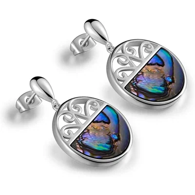 Abalone Round Drop Earrings by Gemsme