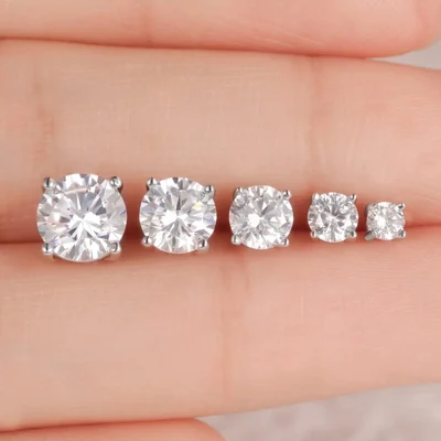 Round and Square Stud Set by Gemsme, 3-7mm White Gold · Round 4 Prong