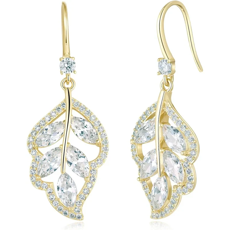 Leaf Drop Earrings by Gemsme, Gold · Leaf