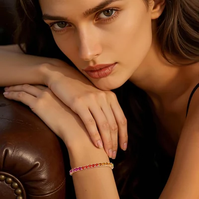 Colorful 3mm and 4mm Tennis Bracelet by Gemsme, 3.0mm · Gold Plated
