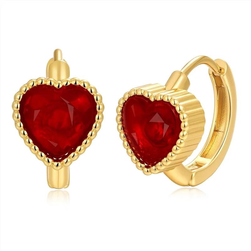 Red Heart Huggie Hoops by Gemsme, 6×6 Mm Heart · Shaped Red