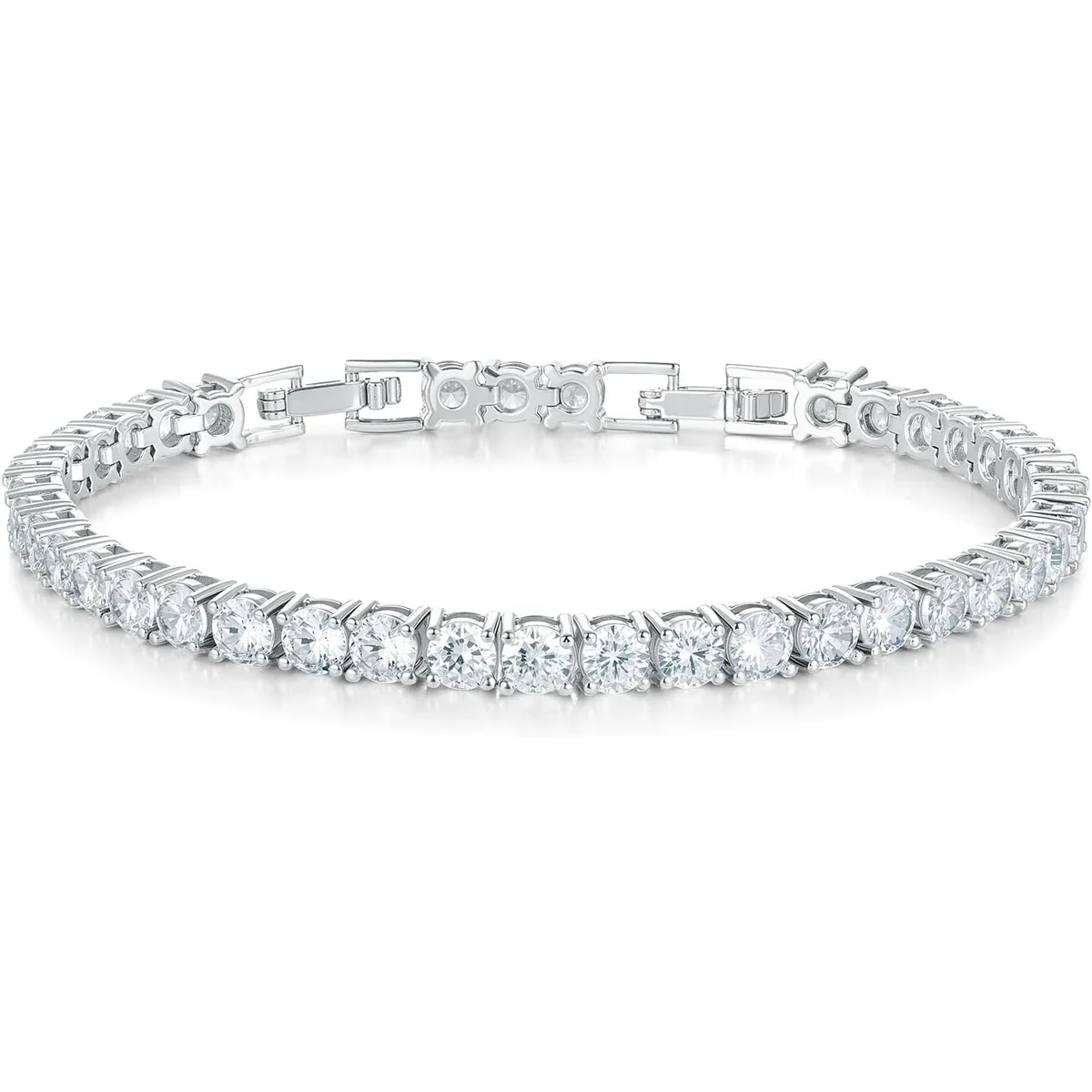 Adjustable 4mm Tennis Bracelet by Gemsme, 4mm White Gold