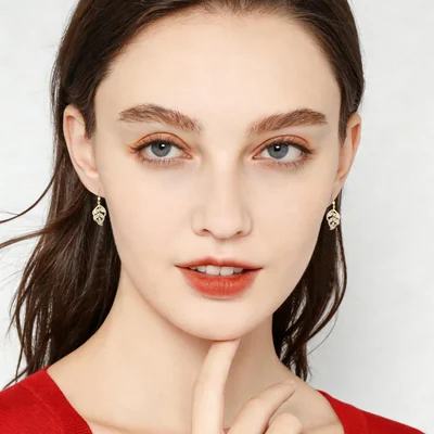 Leaf Drop Earrings by Gemsme, Gold · Leaf