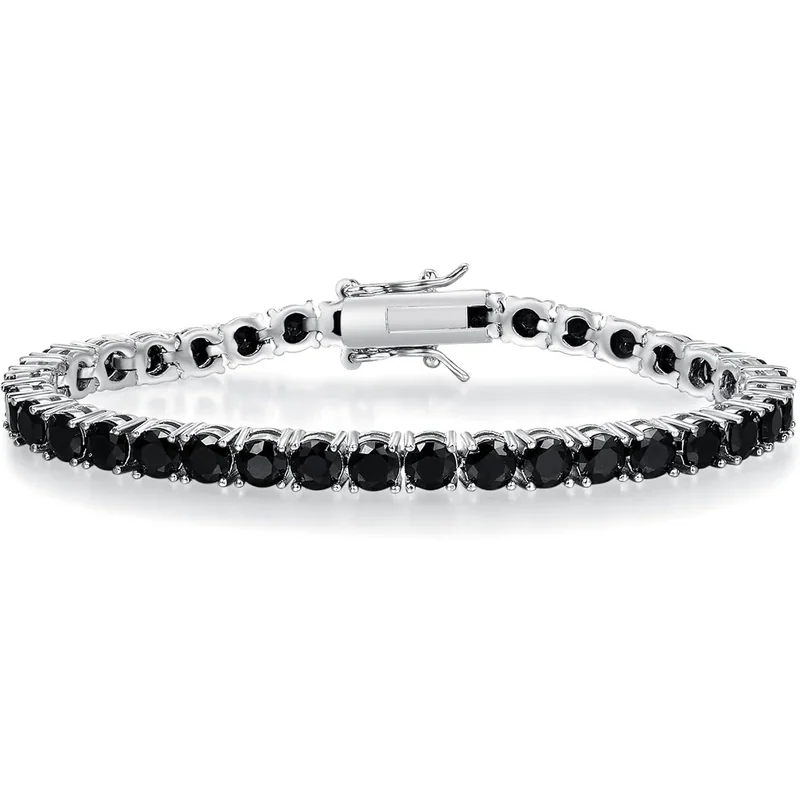 Black Stone Tennis Bracelet by Gemsme