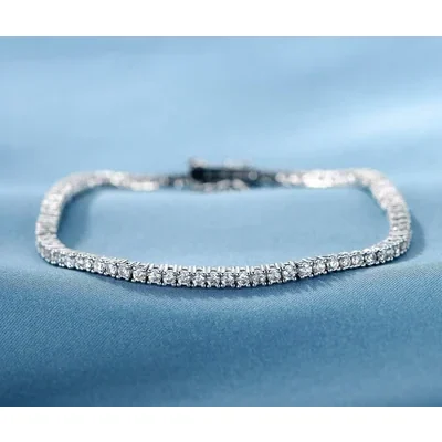 2mm Classic Tennis Bracelet by Gemsme, White Gold Plated