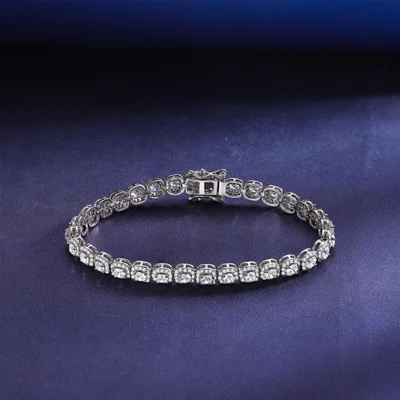 3mm Square Halo Tennis Bracelet by Gemsme