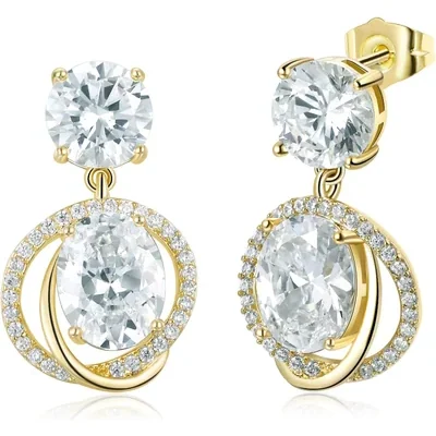 Bridal Drop Earrings by Gemsme, Gold · Round Drop Earrings