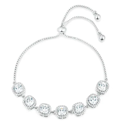 Adjustable Halo Tennis Bracelet by Gemsme, Halo · 5*5mm · White