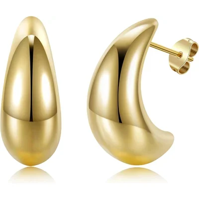 Chunky Moon Studs by Gemsme, Gold