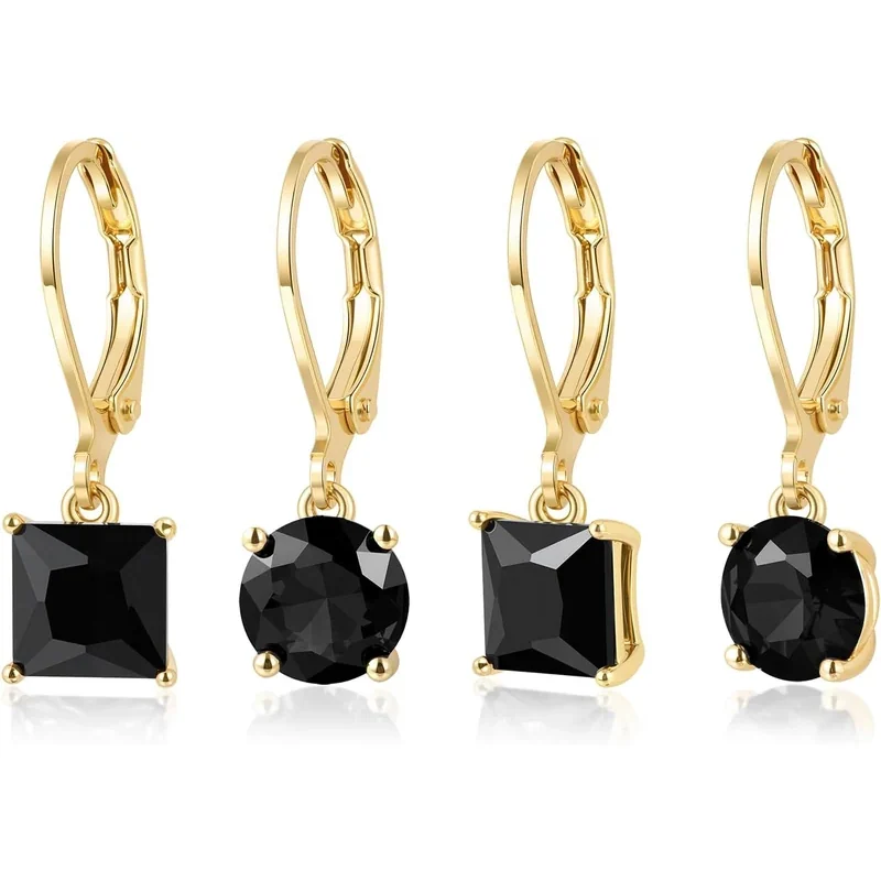 Leverback Drop Earring Set by Gemsme, Gold · Black
