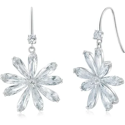 Flower and Teardrop Drop Earrings by Gemsme, Flower 3-white Gold
