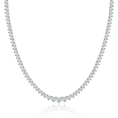 Graduated Tennis Necklace by Gemsme, White Gold Plated-3-5mm Graduated