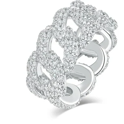 Cuban Statement Ring by Gemsme, 2 Row · White Gold