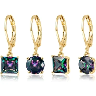 Leverback Drop Earring Set by Gemsme, Gold · Rainbow
