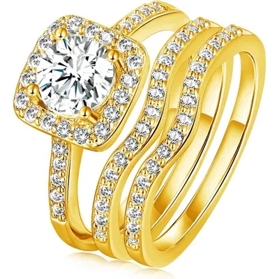 Three-in-One Bridal Ring Set by Gemsme, Gold Plated