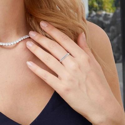 1.3mm Moissanite Wedding Band by Gemsme, 1.3mm 0.2ct