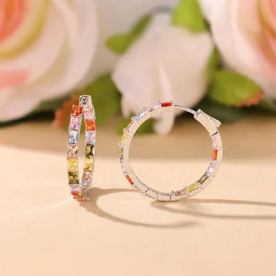 Inside-Out Baguette Hoops by Gemsme, White Gold (small)