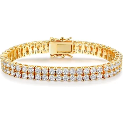 Two- and Three-Row Tennis Bracelet by Gemsme, Gold · 2 Rows