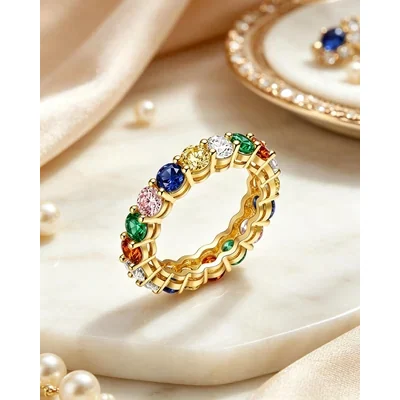 Colored Stone Eternity Band by Gemsme, Rainbow