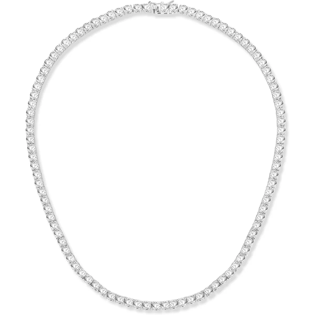 4mm Tennis Necklace by Gemsme, White Gold Plated