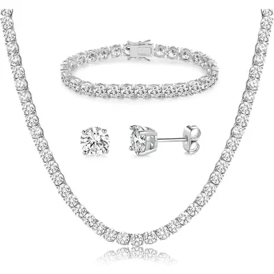 Prom Tennis Set of Three by Gemsme, 6.0mm with 7.5In Bracelet&18in Necklace