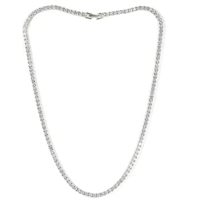 3mm Fold-Over Tennis Necklace by Gemsme, White Gold Plated