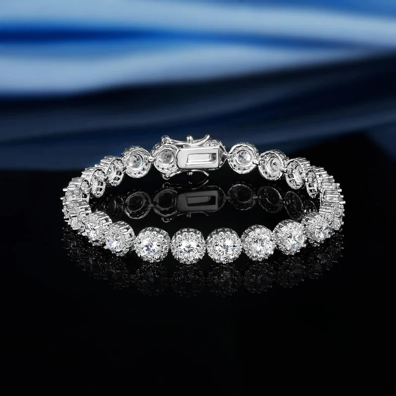 Tennis Bracelet and Stud Set by Gemsme, White Gold