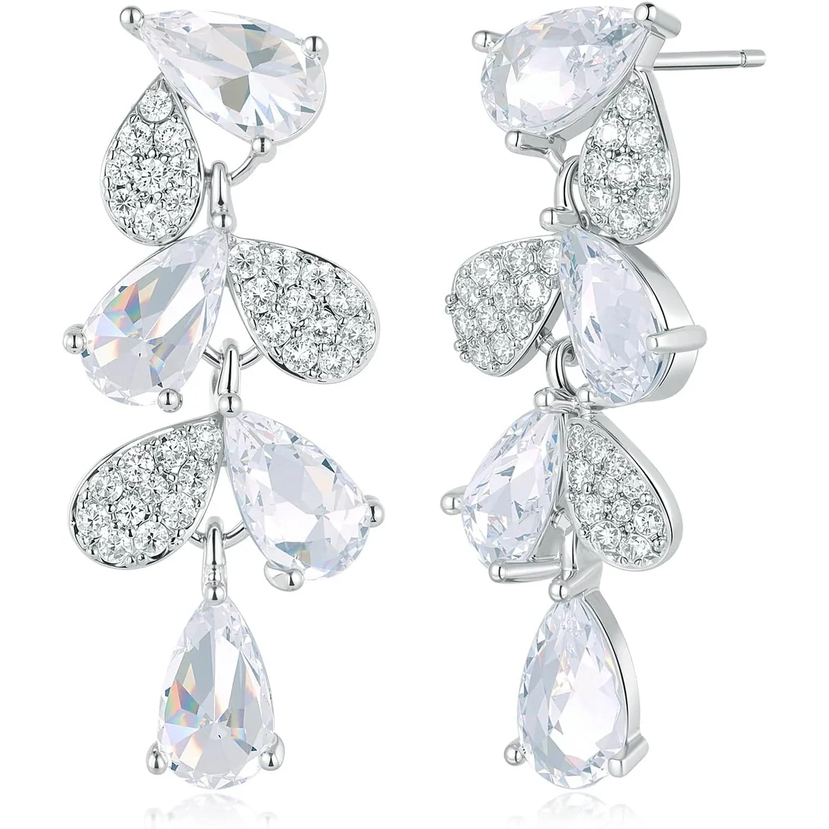 Bridal Drop Earrings by Gemsme, White · Leaf Shape
