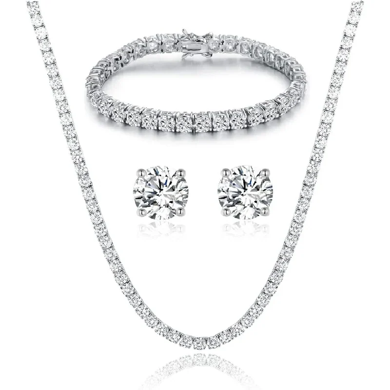 Prom Tennis Set of Three by Gemsme, 3.0mm with 7In Bracelet&18in Necklace
