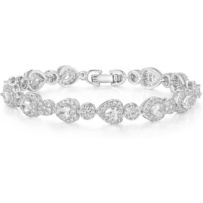 Heart Tennis Bracelet by Gemsme, Heart-shaped White