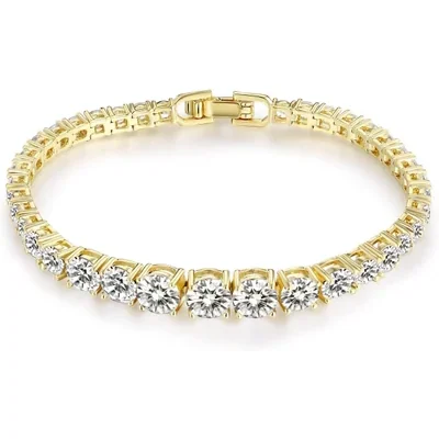 Graduated Tennis Bracelet by Gemsme, Gold Plated