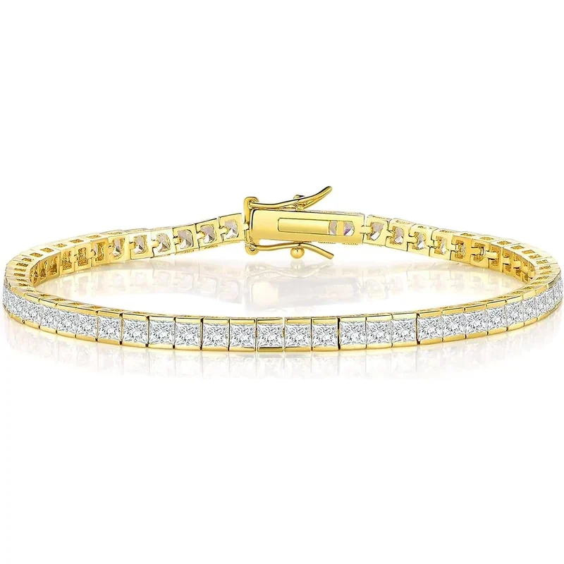 2.5mm Square-Cut Tennis Bracelet by Gemsme, 2.5 * 2.5mm Square Bracelet · Gold