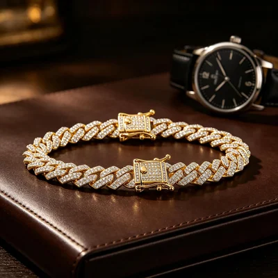 Diamond-Cut Iced Cuban Bracelet by Gemsme, 10mm · Gold Plated