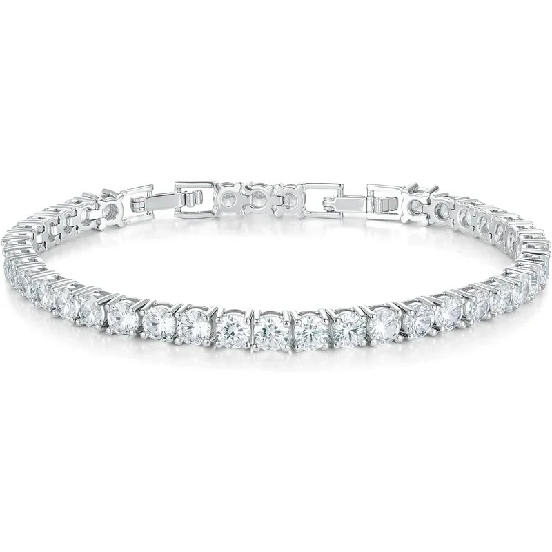 Adjustable 4mm Tennis Bracelet by Gemsme, 4mm White Gold