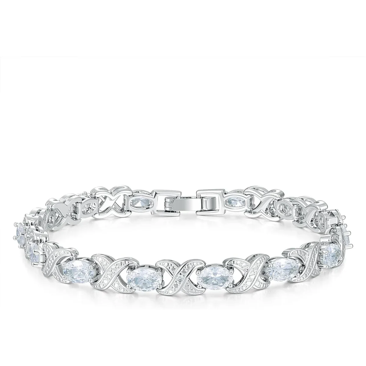 Oval X-Link Tennis Bracelet by Gemsme