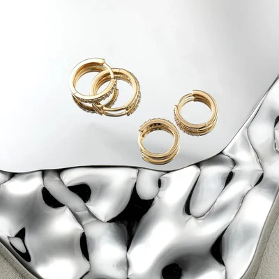 Gold Huggie Hoops, Two Pairs by Gemsme, Gold · 10mm/12mm