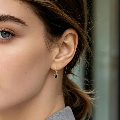 Leverback Drop Earring Set by Gemsme, Gold · Black