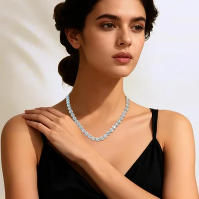 5mm Tennis Necklace by Gemsme, 5mm White Gold