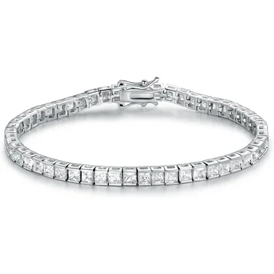 3mm Tennis Bracelet in 14K White Gold Plate by Gemsme