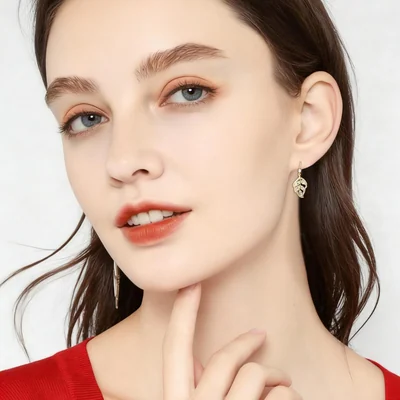 Leaf Drop Earrings by Gemsme, Gold · Leaf