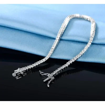 2mm Classic Tennis Bracelet by Gemsme, White Gold Plated