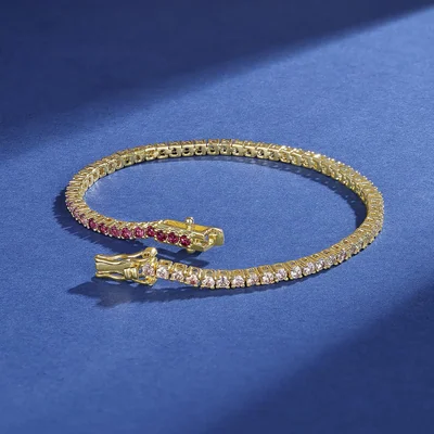 Dainty Rainbow Tennis Bracelet by Gemsme, 18K Yellow Gold · 4-Prong Round · 2.0mm