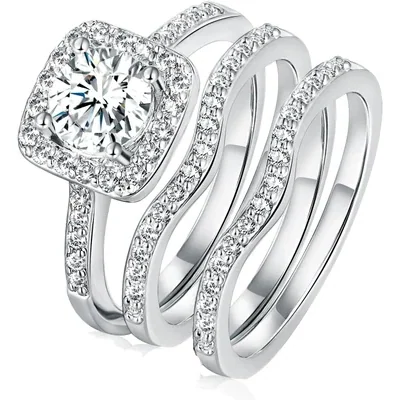 Three-in-One Bridal Ring Set by Gemsme, White