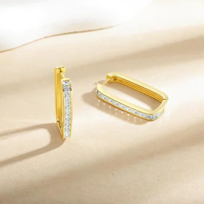 Huggie Drop Hoops by Gemsme, Square Hoop · Gold